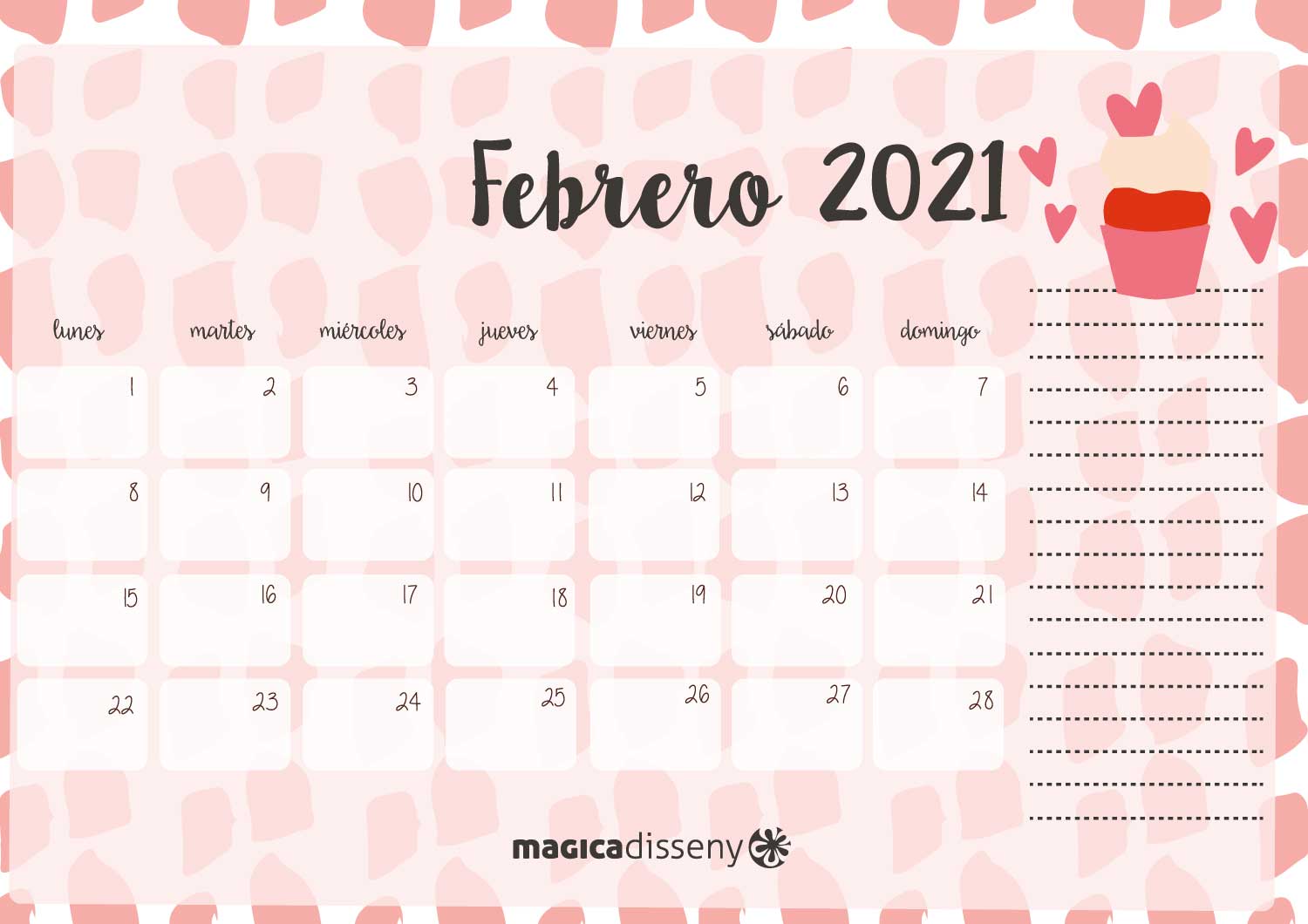 Calendario Febrero 2021 Magica Disseny
