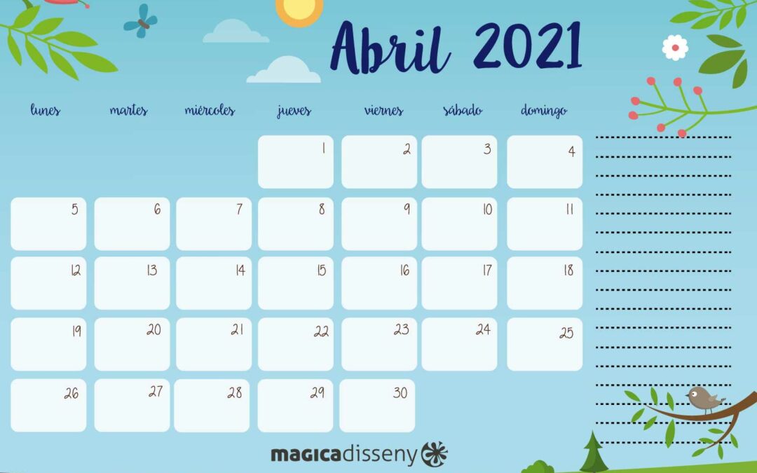 Calendario abril 2021