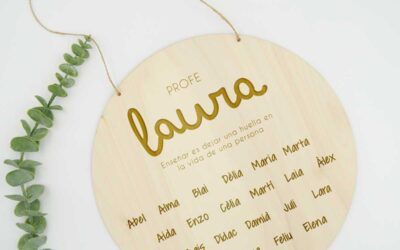 placa madera profe con nombres