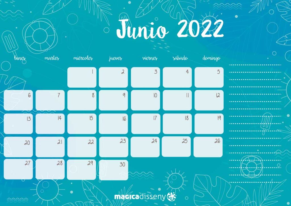 calendario junio 2022
