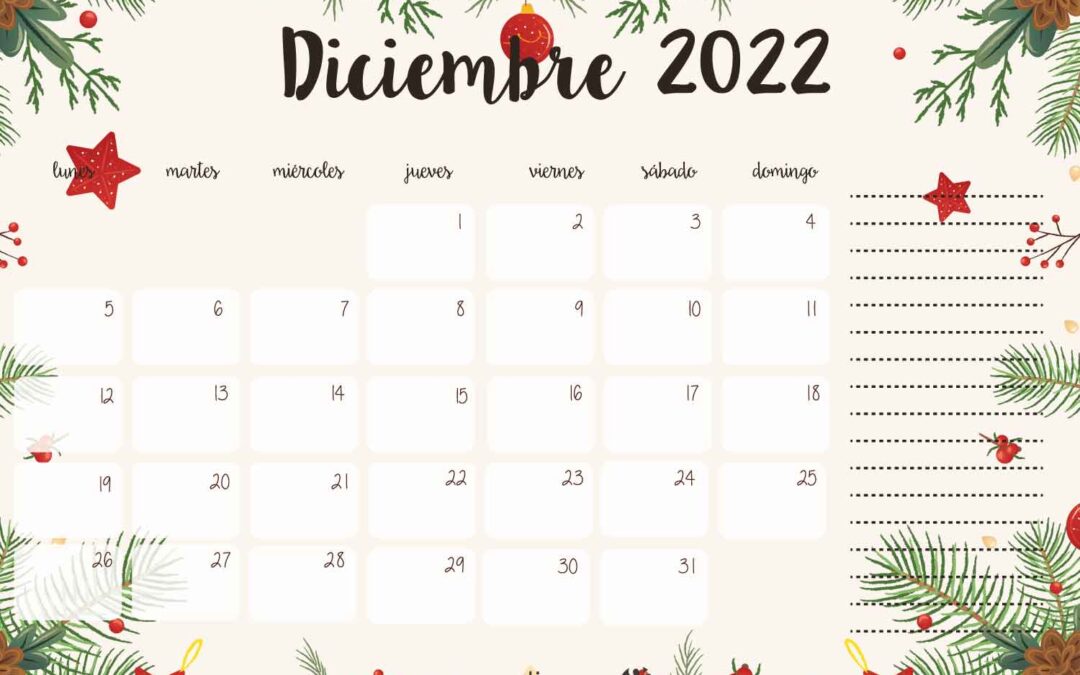 Calendario diciembre 2022