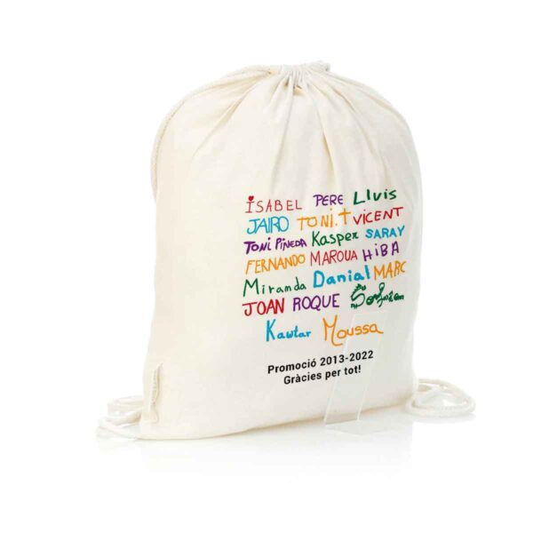 Mochila tela Profe personalizado con los nombres de los niños
