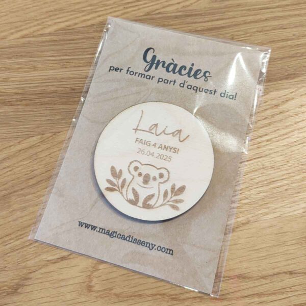 Imán de madera personalizado para eventos