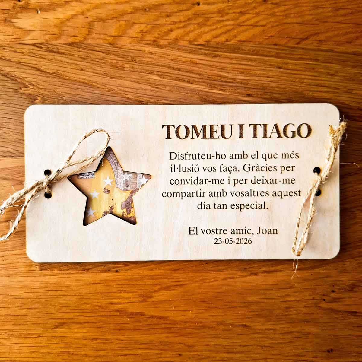 Portabilletes de madera personalizado