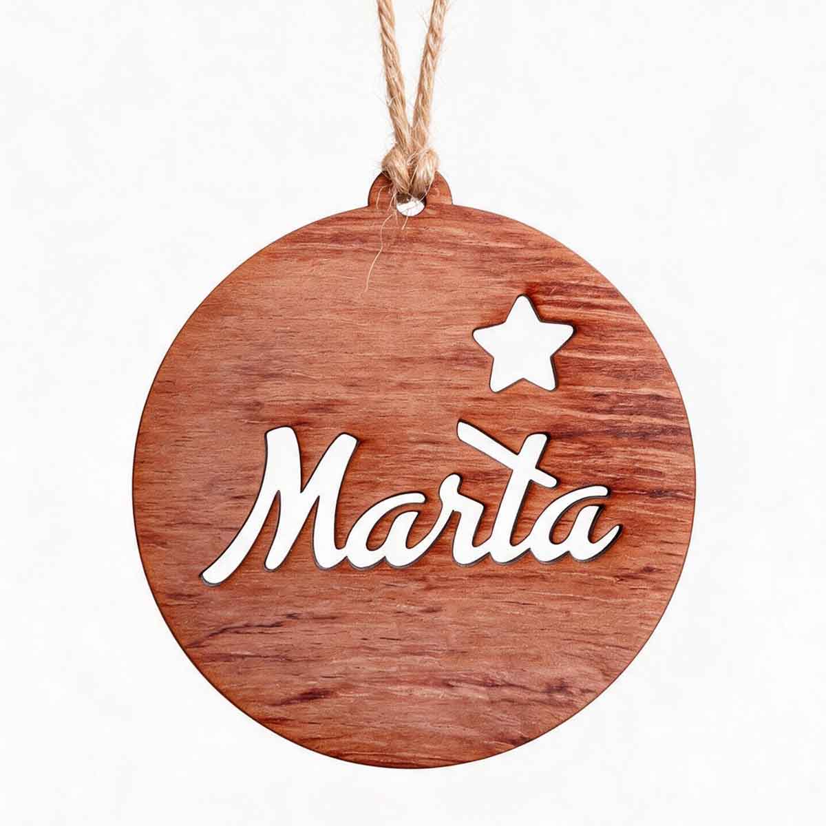 Bola de Navidad madera efecto nogal personalizada